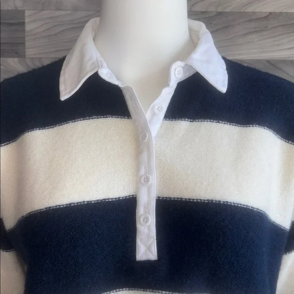 American Eagle Outfitters Navy and Cream Striped Sweater - Picture 3 of 11